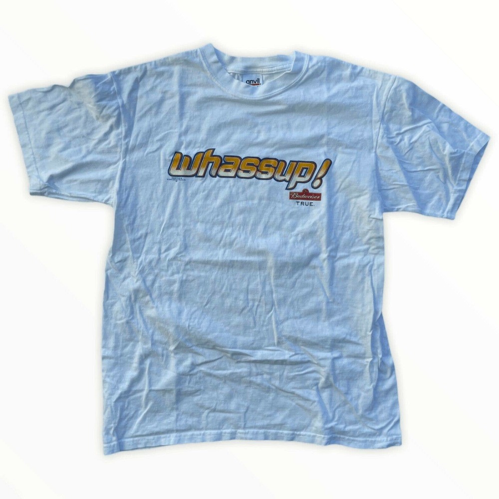 Vtg Anvil Anheuser Busch Mens White T-Shirt Sz L